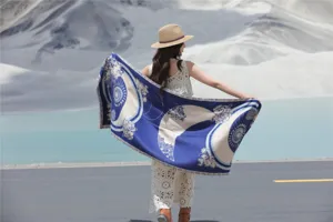 Winter thick shawl cape for women, warm cashmere jacquard tassel blanket cozy winter scarf