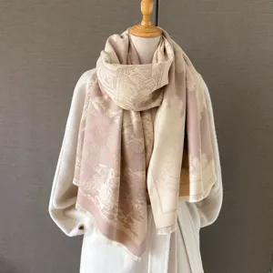 Elegante Damen Kaschmir-Gefühl Winterschal mit klassischem Print, warmer dicker Schal für Mantel.
