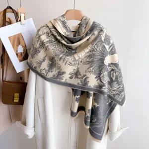 Damen Kaschmir Gefühl bedruckter Schal klassisches Landschaft Muster elegante Winter warme Schal