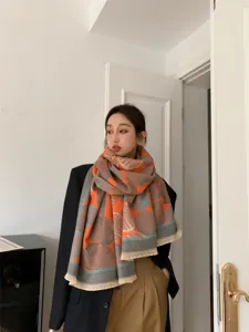 Damen Kunstkaschmir Schal Winter warm Mode geometrisches Muster eleganter Winter Damenschal