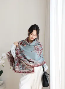 elegante scialle bandana spessa paisley autunno inverno donna retro caldo morbido moda
