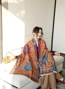Printed fashion women autumn winter cashmere-feel travel casual shawl thick warm winter scarf