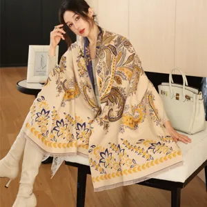 Eleganter Kaschmir-Gefühl Paisleydruck Schal Tuch für Damen, warme Winter Mode Accessoire.