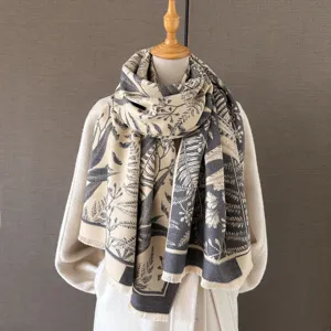 Beidseitig bedruckter verdickter Damen Winterschal aus Kaschmirimitat eleganter Schal.