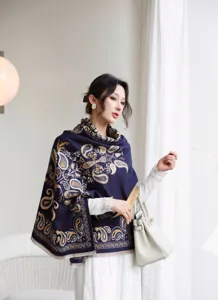 Sciarpa scialle spessa autunno inverno da donna con motivo paisley elegante mantella calda