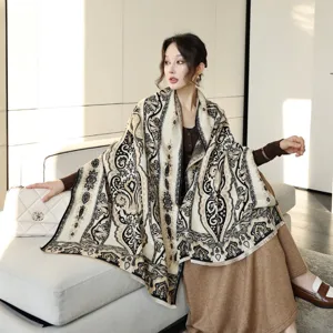 Women fashion vintage print cashmere feel winter warm shawl scarf luxury casual wrap