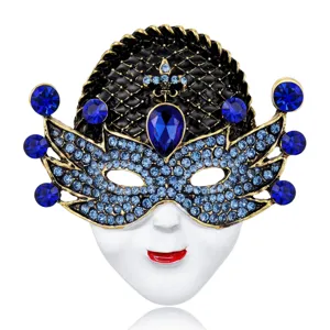 Chic spilla maschera in strass, elegante fermaglio in lega di cristallo per accessori di moda.
