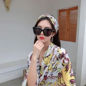 Summer stylish women printed shawl and headband detail showcase fashion apparel items