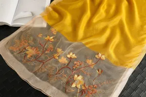 Luxurious silk wool embroidered scarf elegant floral wrap shawl for women fashion