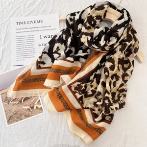 Schickes Leopardenmuster Ketten Schal Tuch, superweiches Material, elegantes Mode-Accessoire.