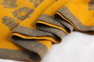 Thickened floral winter scarf with double-sided core-spun yarn for warmth and cozy daily wear.