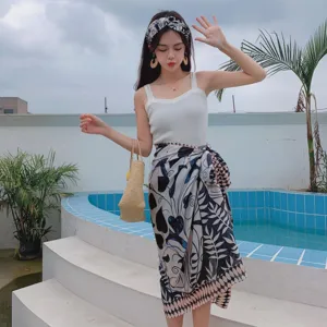 Women Summer Lightweight Printed Sun Protection Clothing Fashion Casual Shawl Scarf Beachwear Top Outdoor