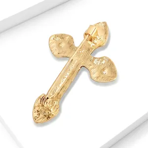 Goldfarbene Legierung Kreuz Brosche Detailansicht Rueckseite Mode Schmuck Accessoire