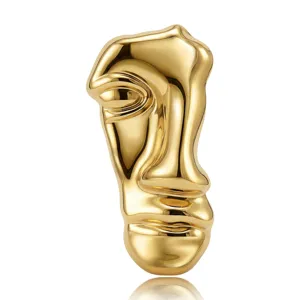 Minimalistische Roestvrijstalen Half Gezicht Masker Brosche Abstracte Kunst Grote Speld Voor Dames Heren Sieraden Cadeau
