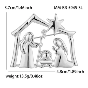 Christmas Nativity Scene Alloy Brooch Religious Holiday Fashion Jewelry Gift Pin
