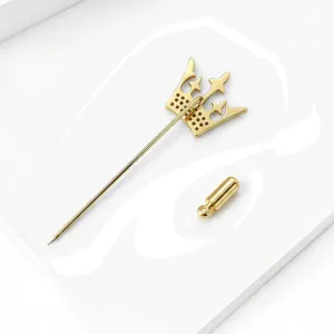 Spilla lunga corona placcata oro accessori moda abbigliamento gioielli eleganti da donna.