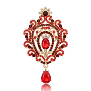 Vintage Paleis Barok Stijl Glas Strass Traan Hanger Brosche Legering Filigraan Holle Brosche Voor Vrouwen Feest Sieraden