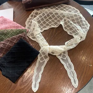Stylish lace grid triangular shawl and scarf for women, perfect summer accessory!