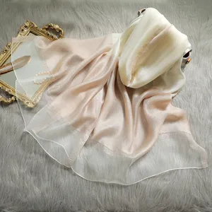 Elegante bufanda de seda degradada para mujer, chal suave y ligero para primavera y otoño.