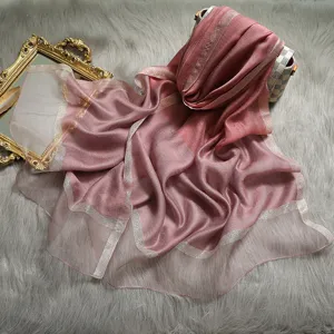 Bufanda de Seda para Mujer Elegante Color Sólido Ligera Chal Largo Moda Versátil Protección Solar Pañuelo