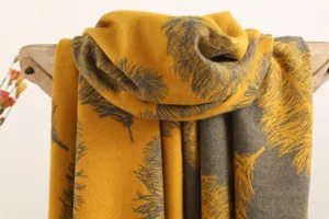 Feather cashmere scarf for women winter warm double-sided shawl stylish detail view.