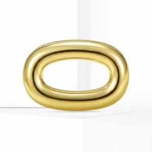 Gold stainless steel oval brooch minimalist suit accessory lapel pin fashion item