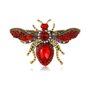 Vintage Alloy Rhinestone Bee Insect Brooch Crystal Suit Pin Fashion Jewelry Gift