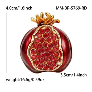 Broche de forma de granada cristal estrass esmaltado para mujer moda abrigo elegante joyeria