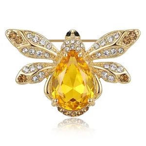 Luxury Alloy Rhinestone Bee Brooch Personalized Unisex Animal Shape Insect Lapel Pin Fashion Rhinestone Brooch For Suit Clothing Decoration