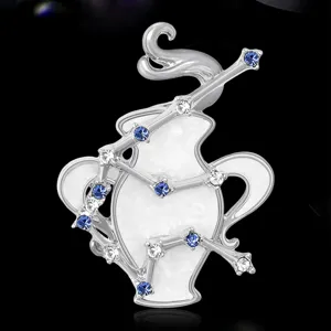Elegante Spilla Costellazione Acquario Argentata Strass Moda Accessori Abbigliamento