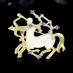 Spilla cristallo costellazione Sagittario metallo smalto zodiaco accessori abbigliamento
