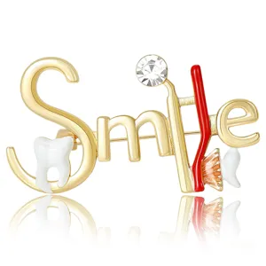 Creative enamel letter teeth brooch cute dental pin fashion suit collar jewelry accessory
