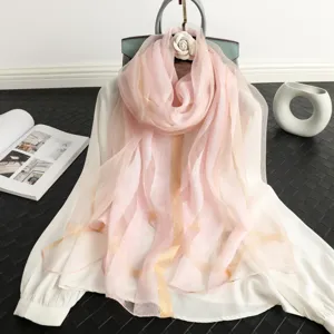 Women's Fall Winter Silk And Wool Blend Scarf Fashion Striped Long Shawl Elegant Casual Warm Neck Scarf Daily Commute