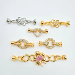 Fermoir de Bijoux DIY Connecteur de Collier Alliage Strass Perle Artificielle Or Argent Électroplaqué Fermoir Magnétique