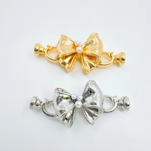 Exquisite Schleife Perle Halskette Verschluss DIY Schmuck Zubehör in Gold und Silber Design.