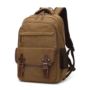 Sac à dos en toile vintage pour hommes et femmes, cartable d'ordinateur décontracté.