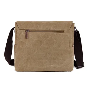 Men's Canvas Crossbody Bag Casual Vintage Messenger Bag Business Commute Shoulder Bag Large Capacity