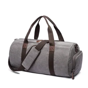 Casual Canvas Travel Bag Large Capacity Duffel Bag With Shoe Compartment Unisex Multi Function Outdoor Shoulder Bag