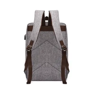 Zaino grigio idrorepellente con porta di ricarica USB, borsa da viaggio e scuola elegante