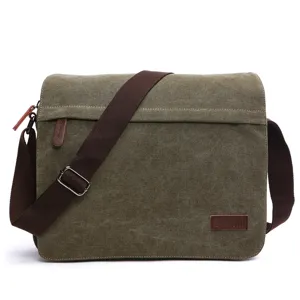 Men canvas messenger bag casual crossbody shoulder bag vintage outdoor computer bag for daily use