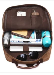 Large capacity canvas backpack with multiple compartments, perfect for daily use, travel and outdoor.