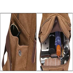 Detailansicht der geräumigen Innentasche und praktischen Seitenfächer des Rucksacks.
