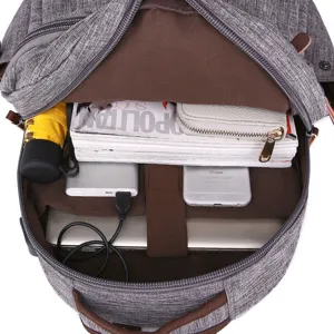 Waterproof laptop backpack with USB charging port, large travel school bag for students