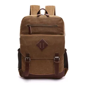 Zaino in Tela Vintage da Uomo Grande Capacità Borsa da Scuola per Laptop Viaggio Casual Resistente