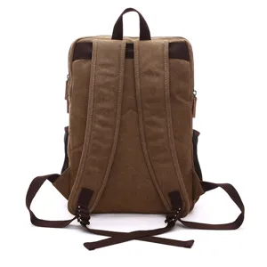 Zaino in tela vintage da uomo borsa per laptop casual tinta unita grande capacità viaggio