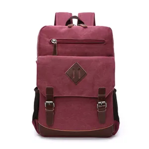 Zaino Vintage In Tela Per Uomo Grande Capacita Per Computer Scuola Borgogna Borsa