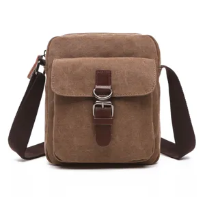Brown canvas shoulder bag casual crossbody bag for women vintage retro daily use handbag