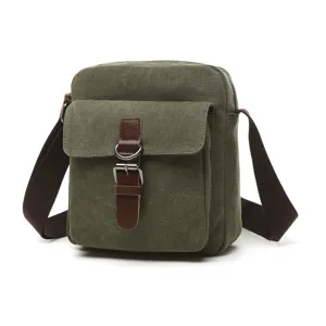 Casual canvas shoulder bag for women, vintage crossbody bag with flap and buckle closure.