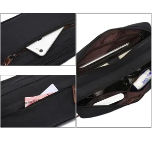 Borsa da trucco da viaggio nera impermeabile con scomparti multipli con cerniera per organizzare