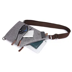 Borsa a tracolla impermeabile da uomo zaino monospalla grigio casual per viaggi